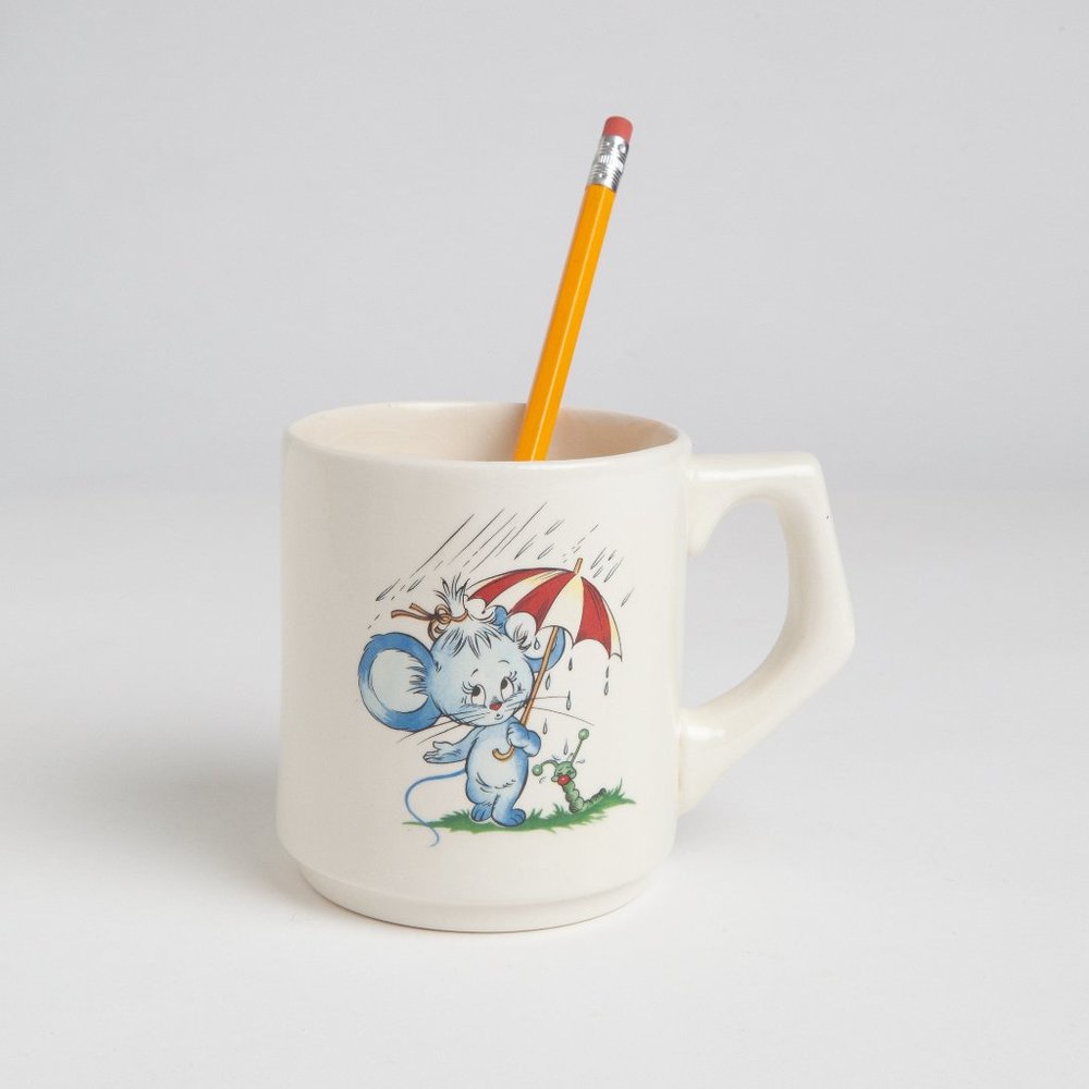 Vintage Mouse With Umbrella Ceramic Mug Coffee Cup Cute Cartoon Mouse - Picture 16 of 16